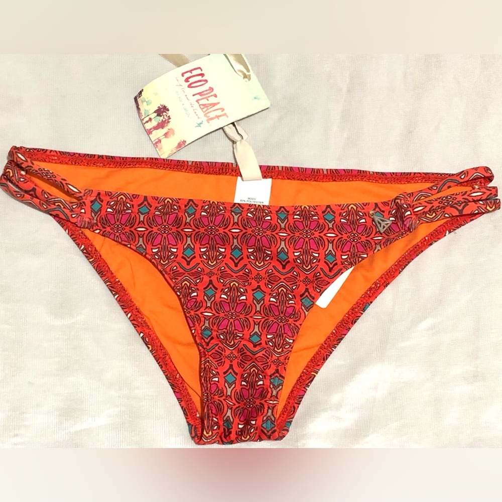 Eco Peace Orange Patterned Bikini Bottom